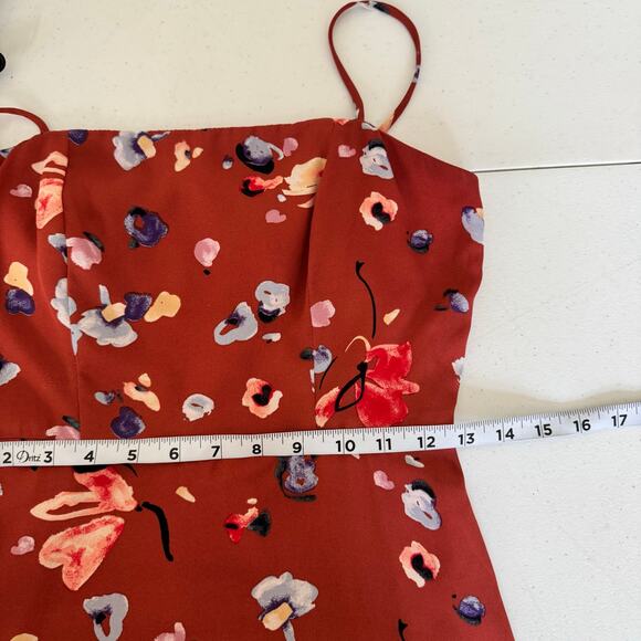 Hutch Declan Floral Midi Dress‎ Women’s Size 2 Brown Sleeveless Square Neckline - Picture 14 of 14